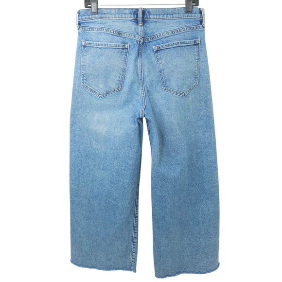 Banana Republic Crop Denim Womens Size 30 Mid Rise Wide Leg Raw Hem Jeans - Picture 2 of 15